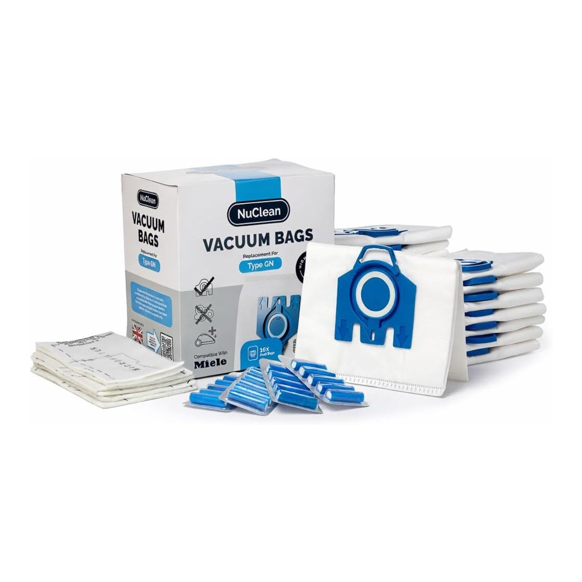NuClean compatible Miele Hoover bags 16 pack — best value