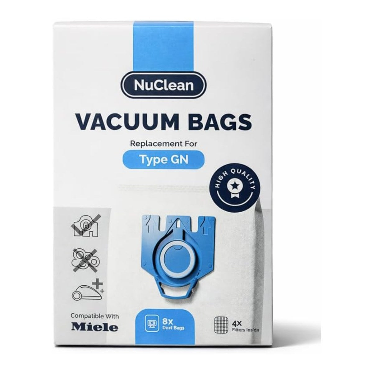 NuClean compatible Miele Hoover bags 8 pack